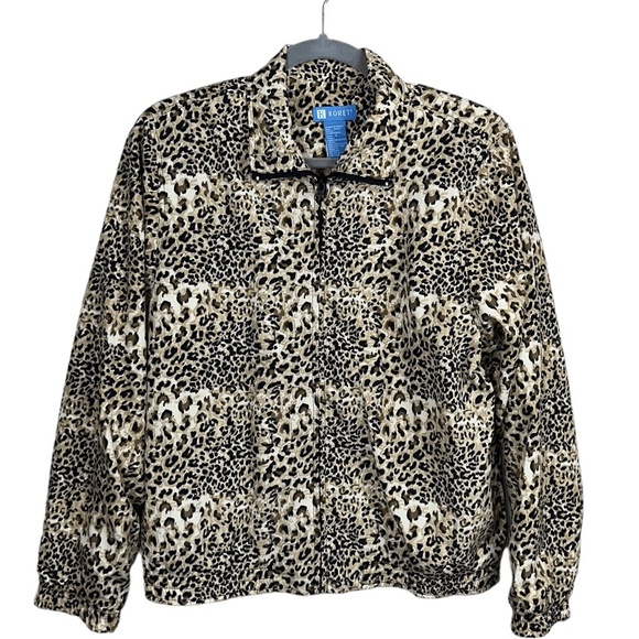 Koret Womens Lightweight Jacket Size Small Leopard Print Full Zip Animal Print - Picture 1 of 5